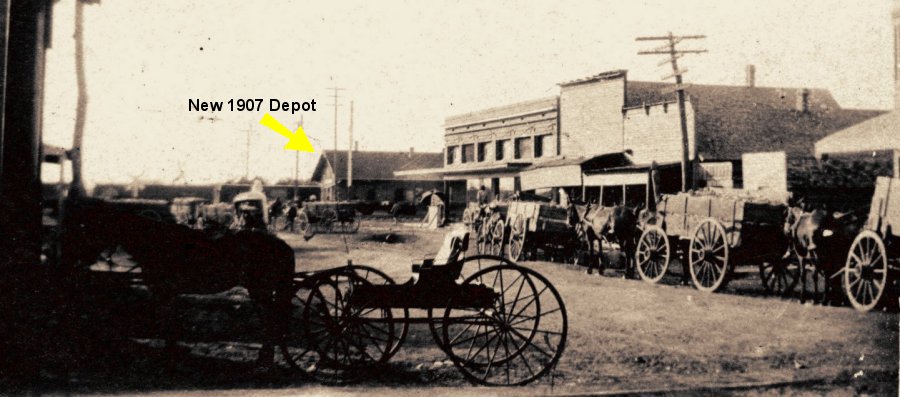 View of Smith (now Main) Street showing location of 1907 depot